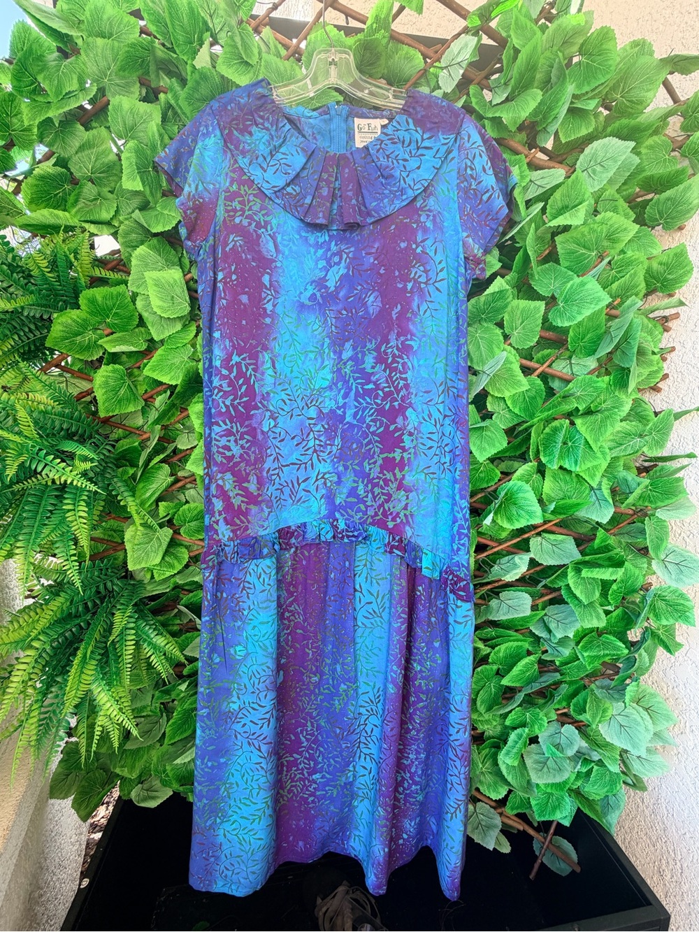 Elegant Blue-Purple Floral High-Low Dress